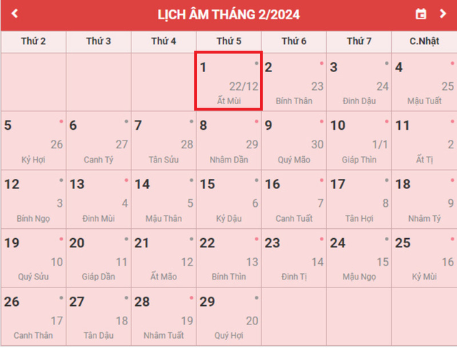 Lịch âm 1/2 - Âm lịch hôm nay 1/2 - Lịch vạn niên ngày 1/2 /2024- Ảnh 1. Lịch âm 1/2 - Âm lịch hôm nay 1/2 - Lịch vạn niên ngày 1/2 /2024- Ảnh 1.