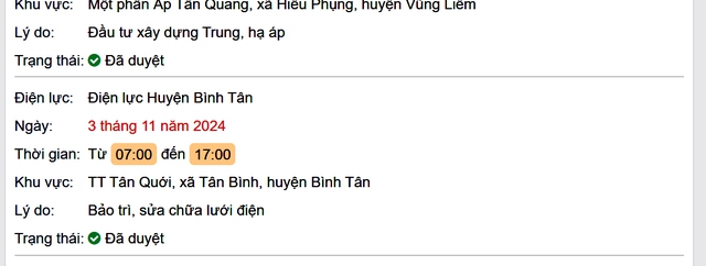 Lịch cúp điện hôm nay Chủ Nhật ngày 3/11/2024 tại Vĩnh Long- Ảnh 2.