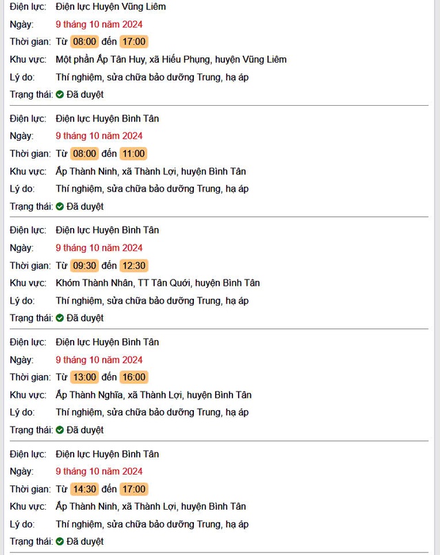 Lịch cúp điện hôm nay Thứ 4 ngày 9/10/2024 tại Vĩnh Long- Ảnh 2.