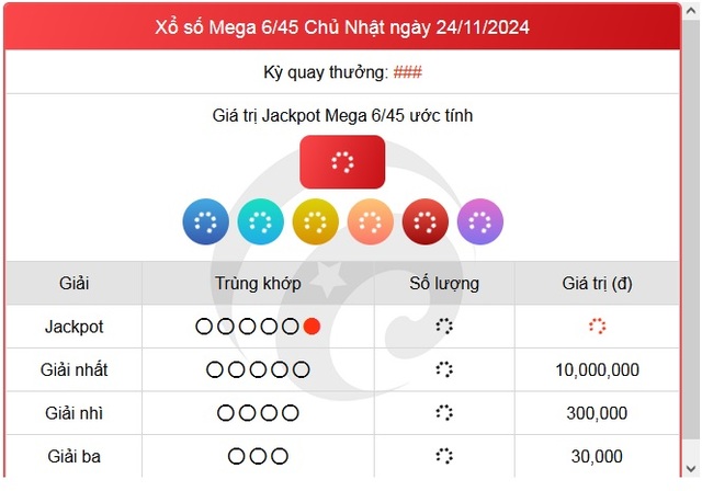 Vietlott 24/11 - Kết quả xổ số Vietlott hôm nay 24/11/2024 - Xổ số Mega 6/45 ngày 24/11- Ảnh 1.