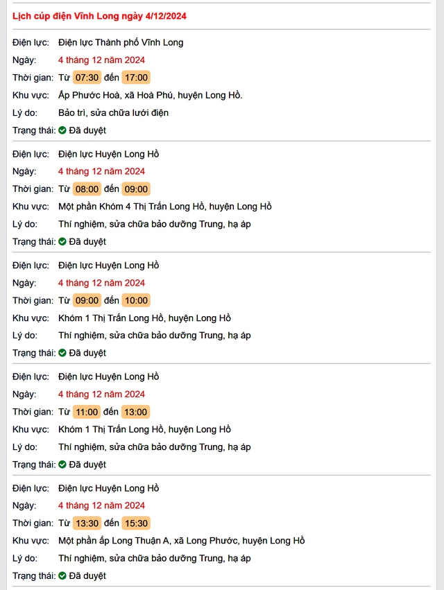 Lịch cúp điện hôm nay Thứ 4 ngày 4/12/2024 tại Vĩnh Long- Ảnh 1.