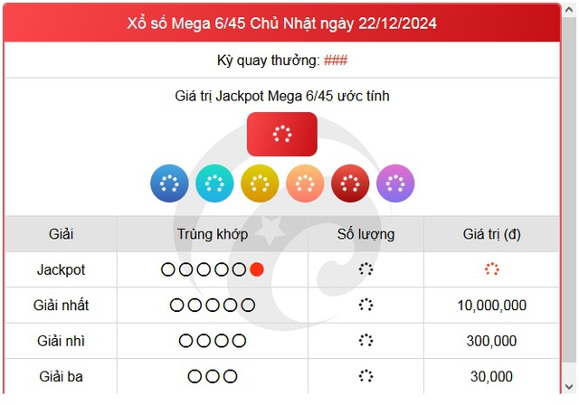 Vietlott 22/12 - Kết quả xổ số Vietlott hôm nay 22/12/2024 - Xổ số Mega 6/45 ngày 22/12- Ảnh 1.