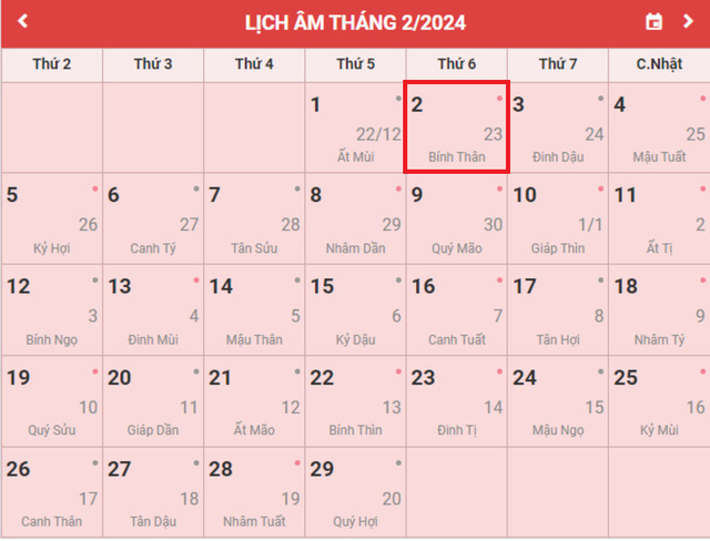 Lịch âm 2/2 - Âm lịch hôm nay 2/2 - Lịch vạn niên ngày 2/2 /2024- Ảnh 1. Lịch âm 2/2 - Âm lịch hôm nay 2/2 - Lịch vạn niên ngày 2/2 /2024- Ảnh 1.