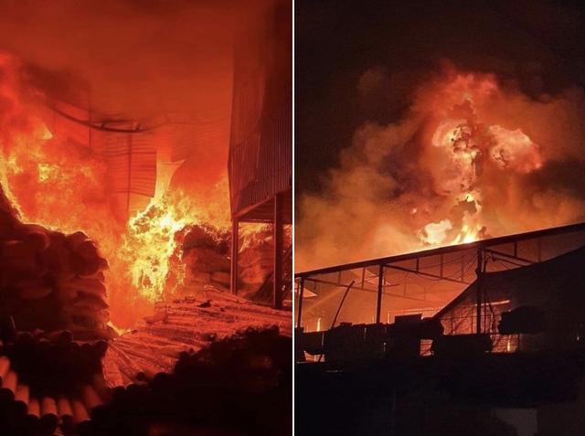 Cháy lớn thiêu rụi xưởng nhựa ở Vĩnh Phúc- Ảnh 1.
