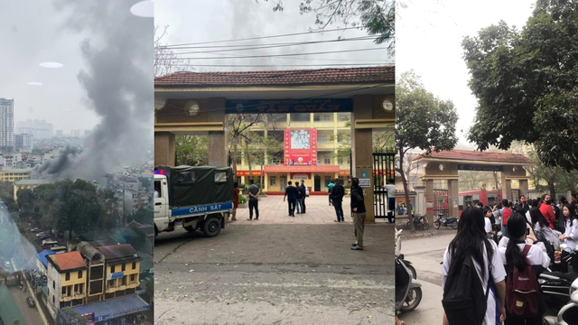 Video cháy tại trường cấp 2 Văn Quán (Hà Đông), khói mù mịt cao hàng chục mét- Ảnh 3.