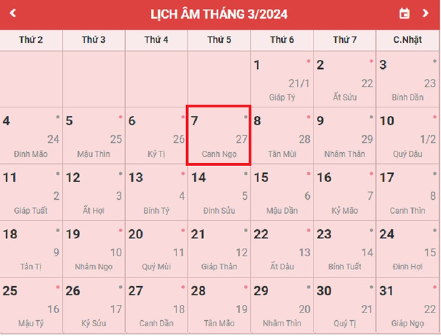 Lịch âm 7/3 - Âm lịch hôm nay 7/3 - Lịch vạn niên ngày 7/3/2024- Ảnh 1. Lịch âm 7/3 - Âm lịch hôm nay 7/3 - Lịch vạn niên ngày 7/3/2024- Ảnh 1.