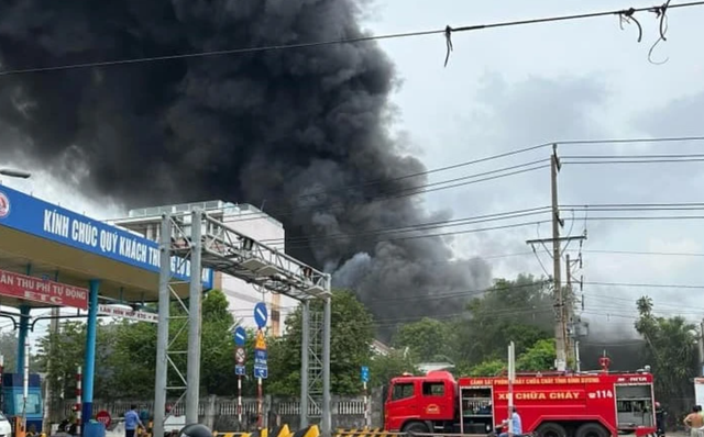 Cháy lớn kèm nhiều tiếng nổ tại một công ty ở Bình Dương- Ảnh 1.