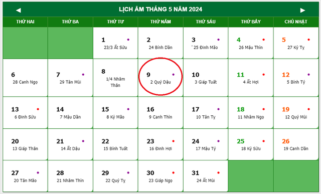 Lịch âm 9/5 - Âm lịch hôm nay 9/5 - Lịch vạn niên ngày 9/5/2024- Ảnh 1. Lịch âm 9/5 - Âm lịch hôm nay 9/5 - Lịch vạn niên ngày 9/5/2024- Ảnh 1.