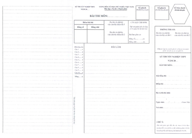 Mẫu giấy thi tốt nghiệp THPT năm nay thay đổi thế nào?- Ảnh 1.