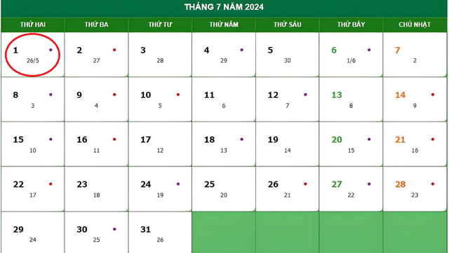 Lịch âm 1/7 - Âm lịch hôm nay 1/7 - Lịch vạn niên ngày 1/7/2024- Ảnh 1.