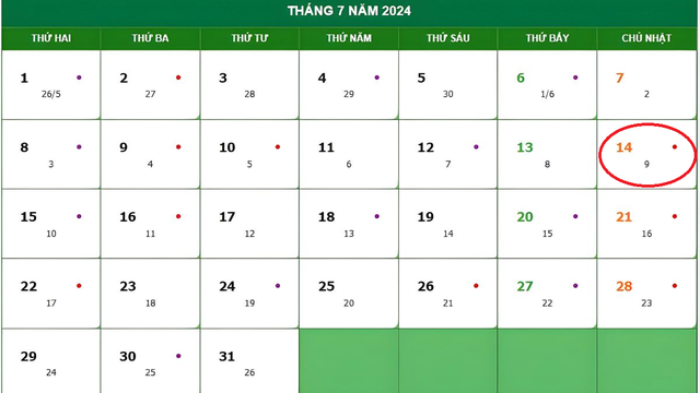 Lịch âm 14/7 - Âm lịch hôm nay 14/7 - Lịch vạn niên ngày 14/7/2024- Ảnh 1.