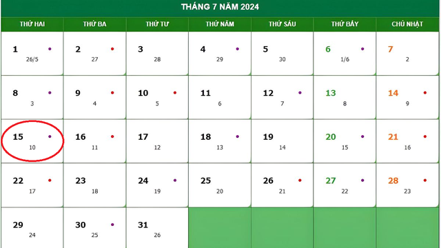 Lịch âm 15/7 - Âm lịch hôm nay 15/7 - Lịch vạn niên ngày 15/7/2024- Ảnh 1.