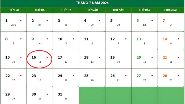 Lịch âm 16/7 - Âm lịch hôm nay 16/7 - Lịch vạn niên ngày 16/7/2024- Ảnh 1.