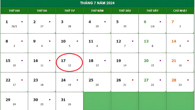 Lịch âm 17/7 - Âm lịch hôm nay 17/7 - Lịch vạn niên ngày 17/7/2024- Ảnh 1.