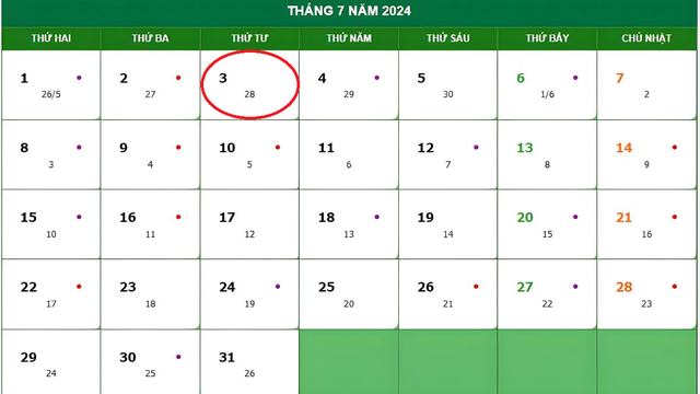 Lịch âm 3/7 - Âm lịch hôm nay 3/7 - Lịch vạn niên ngày 3/7/2024- Ảnh 1.