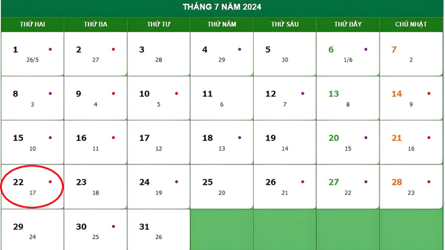 Lịch âm 22/7 - Âm lịch hôm nay 22/7 - Lịch vạn niên ngày 22/7/2024- Ảnh 1.