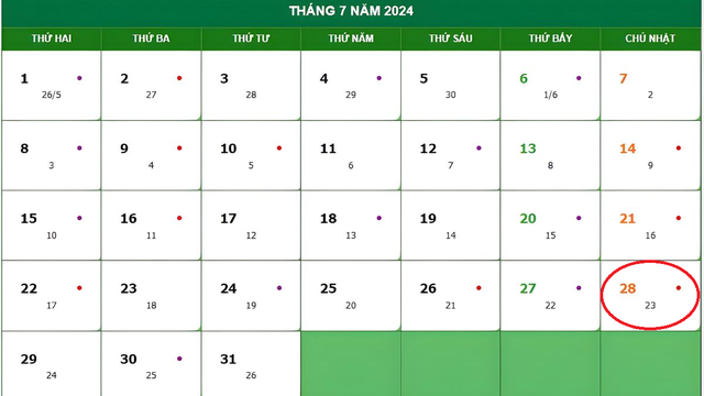 Lịch âm 28/7 - Âm lịch hôm nay 28/7 - Lịch vạn niên ngày 28/7/2024- Ảnh 1.