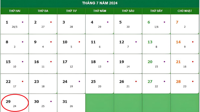 Lịch âm 29/7 - Âm lịch hôm nay 29/7 - Lịch vạn niên ngày 29/7/2024- Ảnh 1.