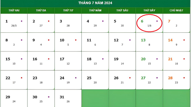 Lịch âm 6/7 - Âm lịch hôm nay 6/7 - Lịch vạn niên ngày 6/7/2024- Ảnh 1.