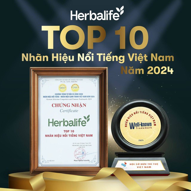 Herbalife Việt Nam đạt chứng nhận Nhãn Hiệu Nổi Tiếng – Nhãn Hiệu Cạnh Tranh Việt Nam năm 2024- Ảnh 1.