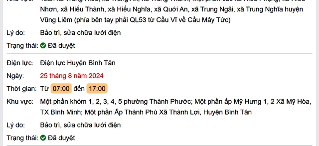 Lịch cúp điện hôm nay Chủ Nhật ngày 25/8/2024 tại Vĩnh Long- Ảnh 2.