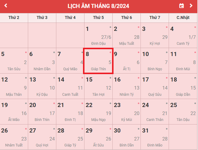 Lịch âm 8/8 - Âm lịch hôm nay 8/8 - Lịch vạn niên ngày 8/8/2024- Ảnh 1. Lịch âm 8/8 - Âm lịch hôm nay 8/8 - Lịch vạn niên ngày 8/8/2024- Ảnh 1.