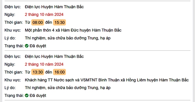 Lịch cúp điện hôm nay Thứ 4 ngày 2/10/2024 tại Bình Thuận- Ảnh 2.