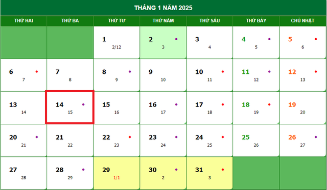 Lịch âm 14/1 - Âm lịch hôm nay 14/1 - Lịch vạn niên ngày 14/1/2025- Ảnh 1.