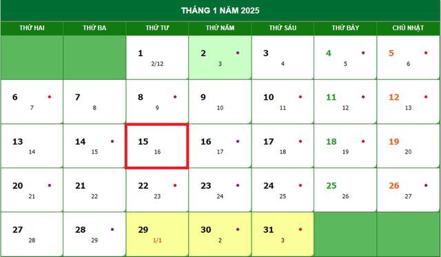 Lịch âm 15/1 - Âm lịch hôm nay 15/1 - Lịch vạn niên ngày 15/1/2025- Ảnh 1.