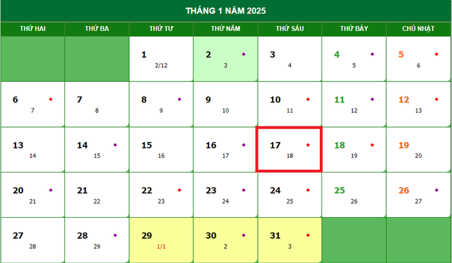 Lịch âm 17/1 - Âm lịch hôm nay 17/1 - Lịch vạn niên ngày 17/1/2025- Ảnh 1.