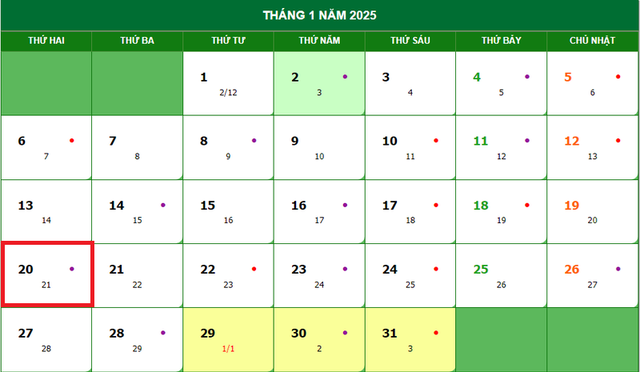 Lịch âm 20/1 - Âm lịch hôm nay 20/1 - Lịch vạn niên ngày 20/1/2025- Ảnh 1.