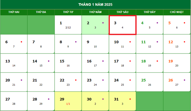 Lịch âm 3/1 - Âm lịch hôm nay 3/1 - Lịch vạn niên ngày 3/1/2025- Ảnh 1.