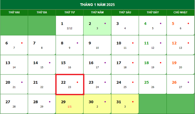 Lịch âm 22/1 - Âm lịch hôm nay 22/1 - Lịch vạn niên ngày 22/1/2025- Ảnh 1.