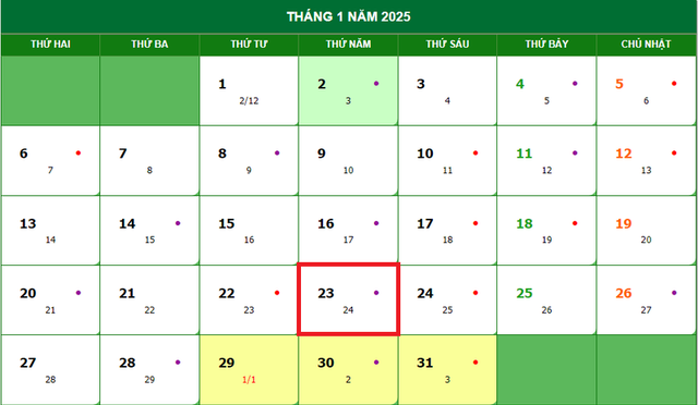 Lịch âm 23/1 - Âm lịch hôm nay 23/1 - Lịch vạn niên ngày 23/1/2025- Ảnh 1.