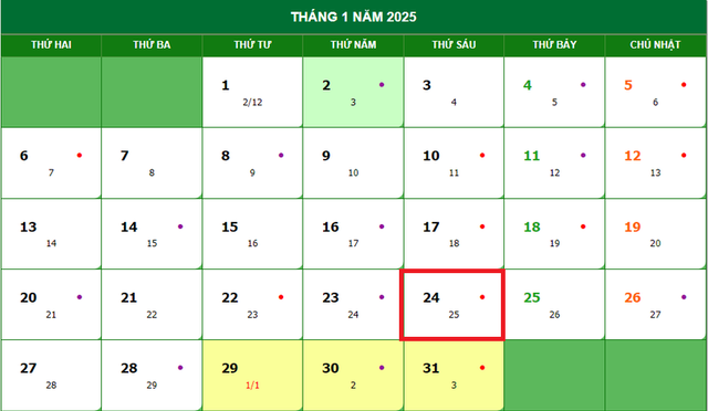 Lịch âm 24/1 - Âm lịch hôm nay 24/1 - Lịch vạn niên ngày 24/1/2025- Ảnh 1.