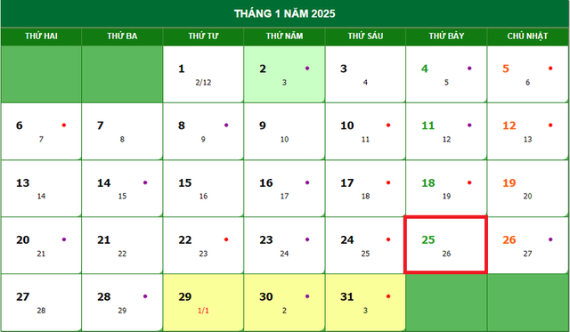 Lịch âm 25/1 - Âm lịch hôm nay 25/1 - Lịch vạn niên ngày 25/1/2025- Ảnh 1.