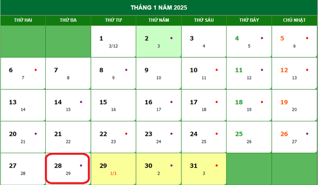 Lịch âm 28/1 - Âm lịch hôm nay 28/1 - Lịch vạn niên ngày 28/1/2025- Ảnh 1.