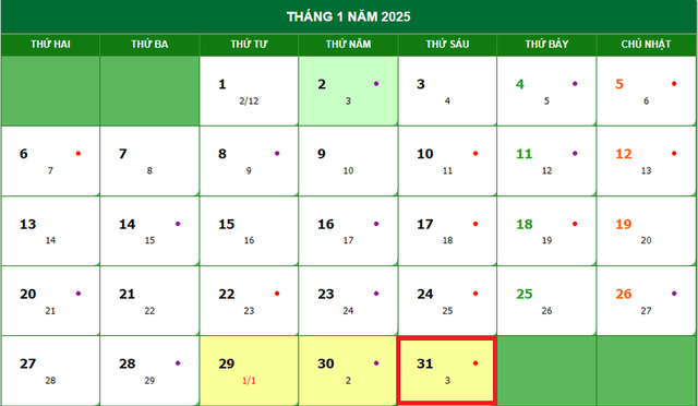 Lịch âm 31/1 - Âm lịch hôm nay 31/1 - Lịch vạn niên ngày 31/1/2025- Ảnh 1.