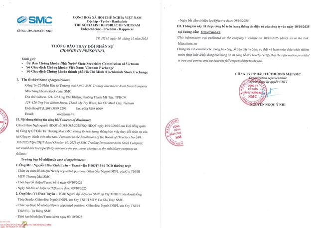 SMC 'thay máu' lãnh đạo công ty thành viên- Ảnh 2. SMC 'thay máu' lãnh đạo công ty thành viên- Ảnh 2.