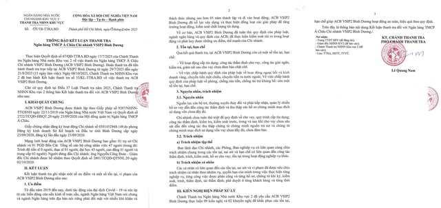 Thanh tra phát hiện sai sót tại Ngân hàng ACB Vsip2 Bình Dương- Ảnh 2.