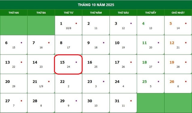Lịch âm 15/10 - Âm lịch hôm nay 15/10 - Lịch vạn niên ngày 15/10/2025- Ảnh 1.
