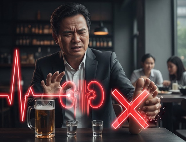 Bỏ thịt nhưng vẫn uống bia khiến bệnh gout nặng hơn
- Ảnh 1. Bỏ thịt nhưng vẫn uống bia khiến bệnh gout nặng hơn
- Ảnh 1.