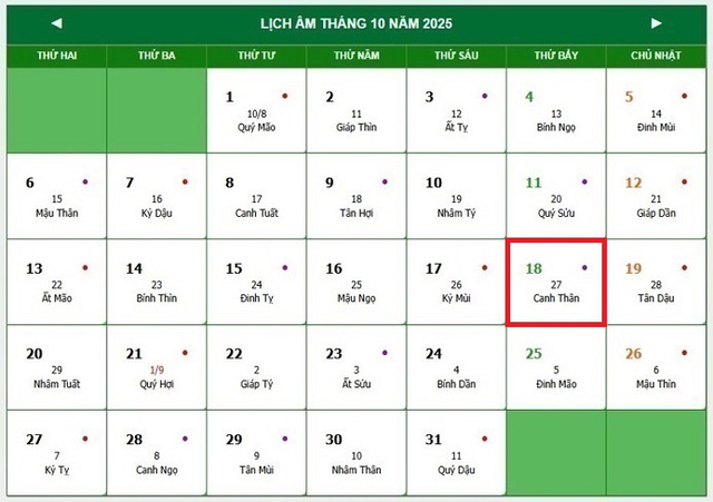 Lịch âm 18/10 - Âm lịch hôm nay 18/10 - Lịch vạn niên ngày 18/10/2025- Ảnh 1. Lịch âm 18/10 - Âm lịch hôm nay 18/10 - Lịch vạn niên ngày 18/10/2025- Ảnh 1.