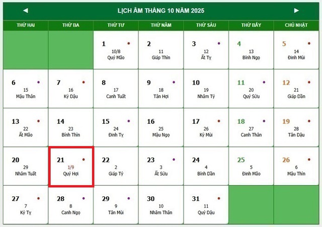 Lịch âm 21/10 - Âm lịch hôm nay 21/10 - Lịch vạn niên ngày 21/10/2025- Ảnh 1. Lịch âm 21/10 - Âm lịch hôm nay 21/10 - Lịch vạn niên ngày 21/10/2025- Ảnh 1.