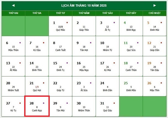 Lịch âm 28/10 - Âm lịch hôm nay 28/10 - Lịch vạn niên ngày 28/10/2025- Ảnh 1. Lịch âm 28/10 - Âm lịch hôm nay 28/10 - Lịch vạn niên ngày 28/10/2025- Ảnh 1.