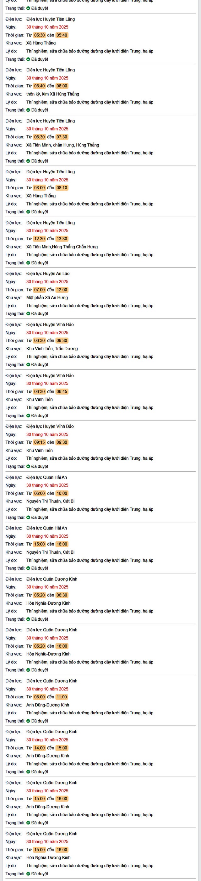 Tra cứu lịch cắt điện Hải Phòng hôm nay Thứ 5 ngày 30/10/2025- Ảnh 2. Tra cứu lịch cắt điện Hải Phòng hôm nay Thứ 5 ngày 30/10/2025- Ảnh 2.