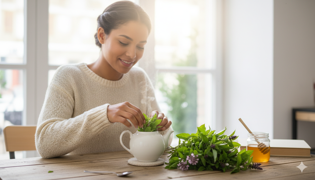 8 lợi ích sức khỏe nổi bật từ trà húng quế- Ảnh 1.