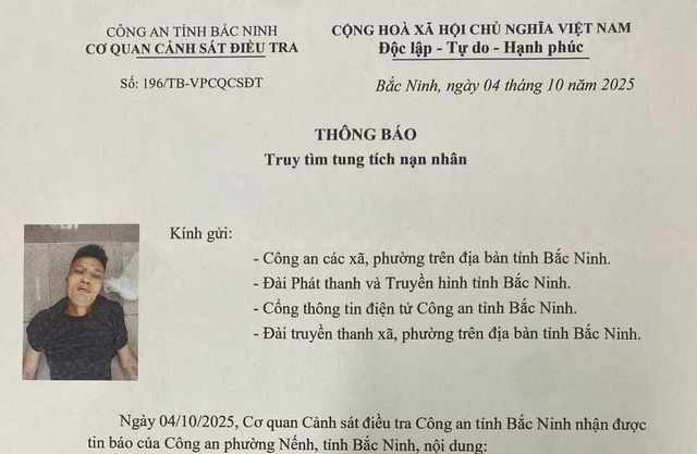 Công an Bắc Ninh tìm tung tích thanh niên tử vong tại nhà trọ - Ảnh 1.