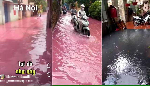 Chủ tịch Hà Nội yêu cầu kiểm tra thông tin nước màu đỏ lạ tràn vào nhà dân- Ảnh 1.