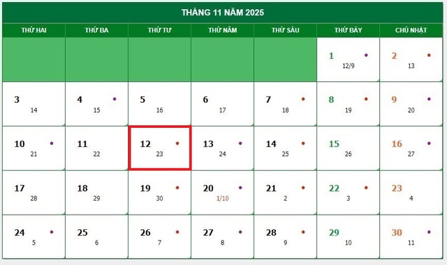 Lịch âm 12/11 - Âm lịch hôm nay 12/11 - Lịch vạn niên ngày 12/11/2025- Ảnh 1. Lịch âm 12/11 - Âm lịch hôm nay 12/11 - Lịch vạn niên ngày 12/11/2025- Ảnh 1.